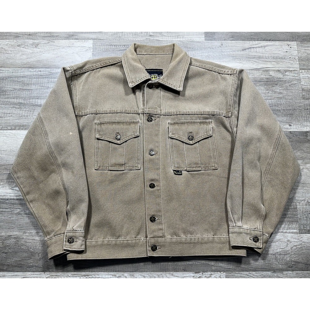 Vintage 90s Dr Martens Air‎ Wair Size M Denim Jean Jacket Tan Brown Cropped